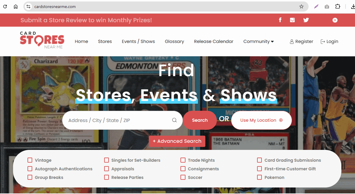 Discover Local Card Stores, Events & Shows Easily with CardStoresNearMe.com
