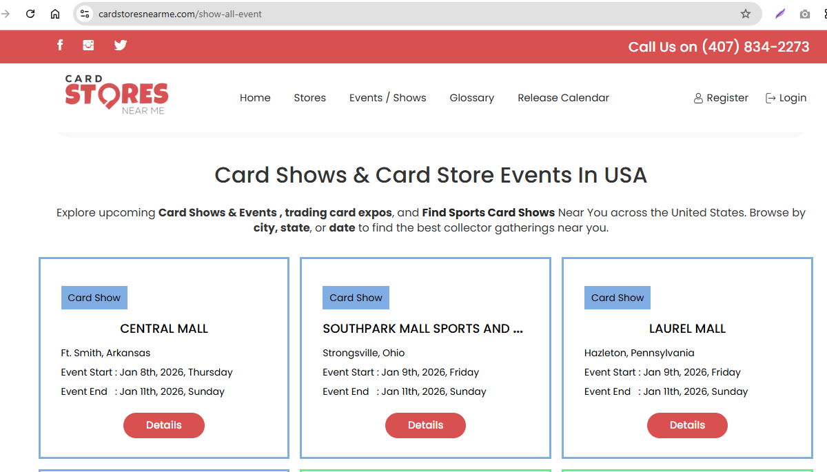Find Card Shows Near Me on CardStoresNearMe.com